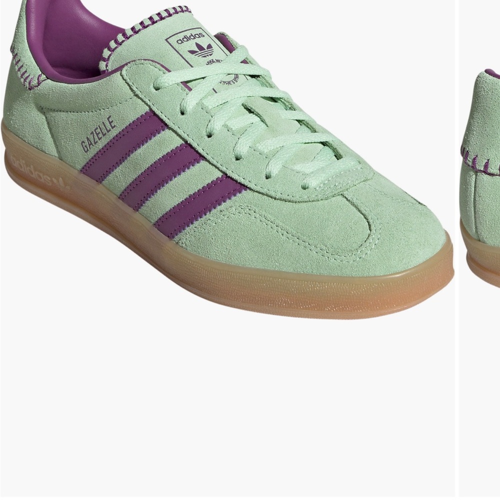 Adidas Gazelle Mint and Purple Sneakers